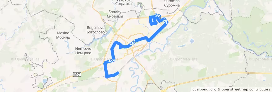 Mapa del recorrido Автобус №11с: Гипермаркет "Глобус" => Мелькомбинат de la línea  en городской округ Владимир.