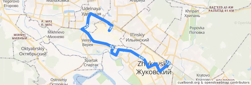 Mapa del recorrido Автобус №23: пл. "Отдых" - аэропорт "Быково" de la línea  en Раменский городской округ.