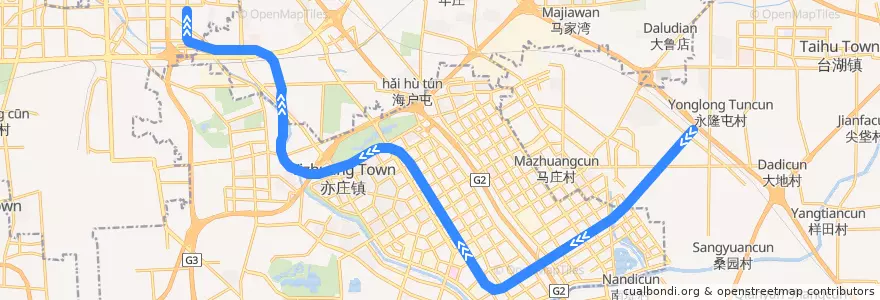 Mapa del recorrido Subway YZ: 亦庄火车站 => 宋家庄 de la línea  en Pékin.