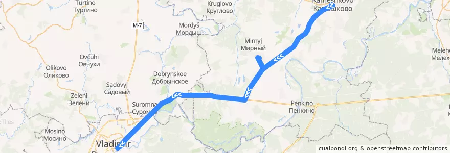 Mapa del recorrido Автобус №178: Камешково -> г.Владимир de la línea  en Oblast de Vladimir.