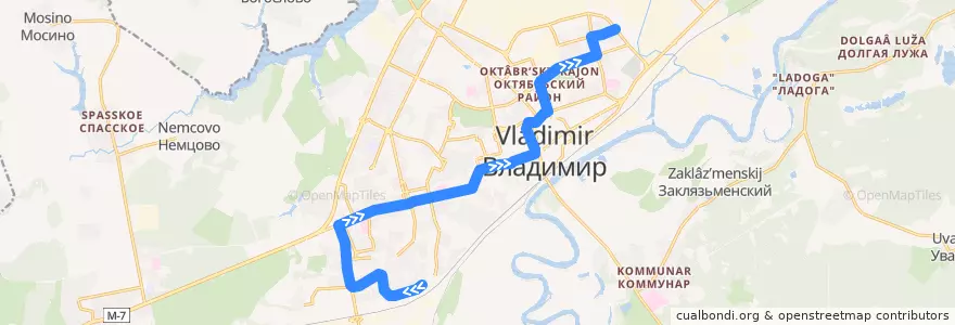Mapa del recorrido Автобус №17: микрорайон 8-ЮЗ -> Завод "Точмаш" de la línea  en городской округ Владимир.
