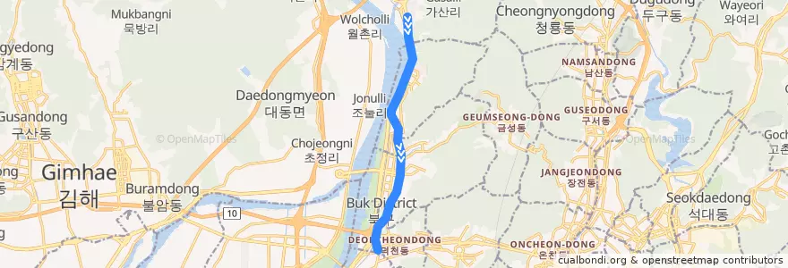 Mapa del recorrido 63 de la línea  en Buk-gu.
