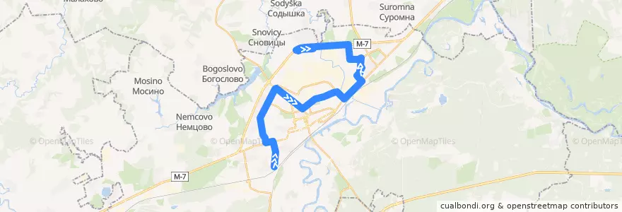 Mapa del recorrido Автобус №32: Левино Поле => ОТК "Тандем" de la línea  en городской округ Владимир.