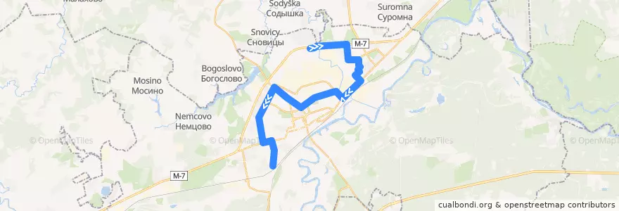 Mapa del recorrido Автобус №32: ОТК "Тандем" -> Левино Поле de la línea  en городской округ Владимир.