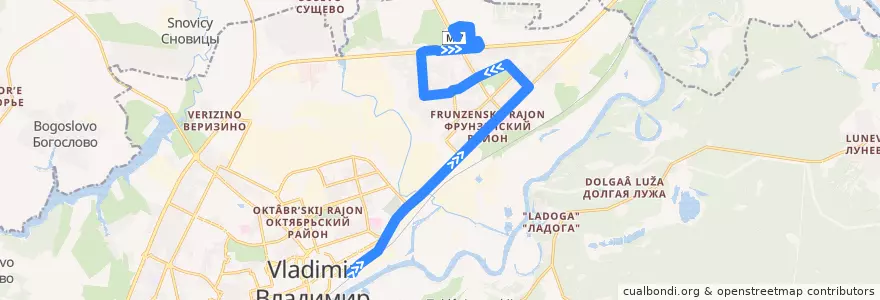 Mapa del recorrido Автобус №10: Железнодорожный вокзал => Гипермаркет "Глобус" de la línea  en городской округ Владимир.