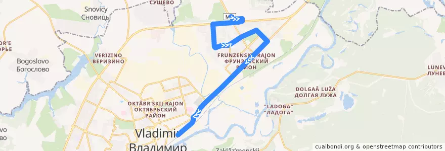 Mapa del recorrido Автобус №10: Гипермаркет "Глобус" => Железнодорожный вокзал de la línea  en городской округ Владимир.