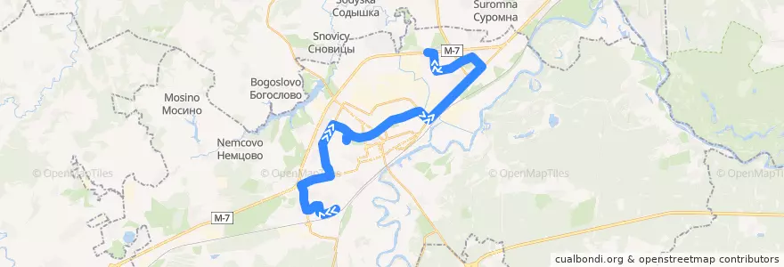 Mapa del recorrido Автобус №23: микрорайон 8-ЮЗ => улица Куйбышева de la línea  en городской округ Владимир.