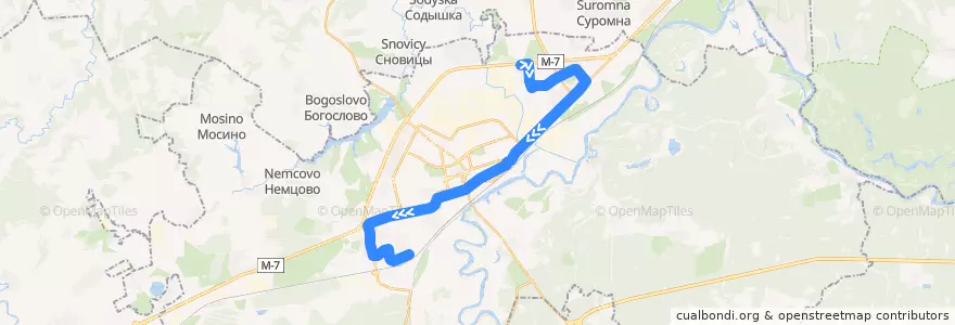 Mapa del recorrido Автобус №25: улица Куйбышева => микрорайон 8-ЮЗ de la línea  en городской округ Владимир.