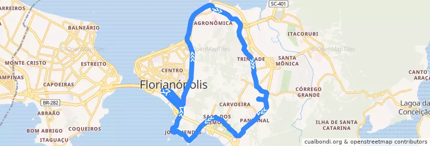 Mapa del recorrido Ônibus 137: Volta ao Morro Pantanal Norte de la línea  en 弗洛里亚诺波利斯.