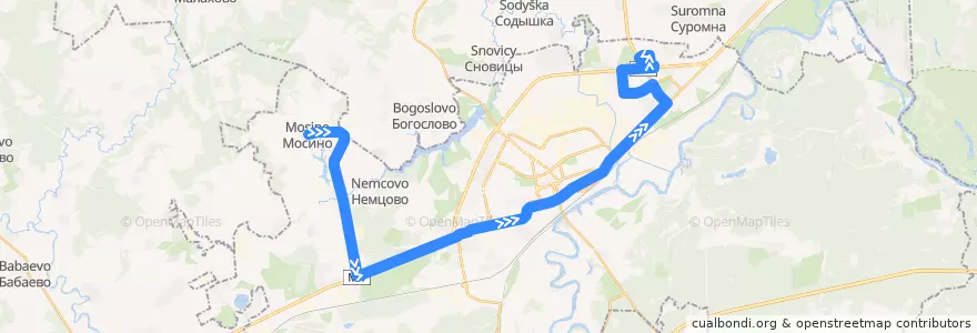 Mapa del recorrido Автобус №22: Мосино (сады) => Гипермаркет "Глобус" de la línea  en городской округ Владимир.