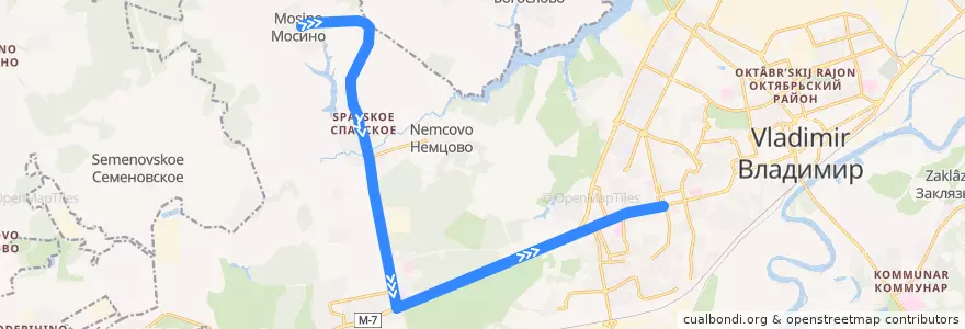 Mapa del recorrido Автобус №22c: Мосино (сады) => Площадь Победы de la línea  en городской округ Владимир.