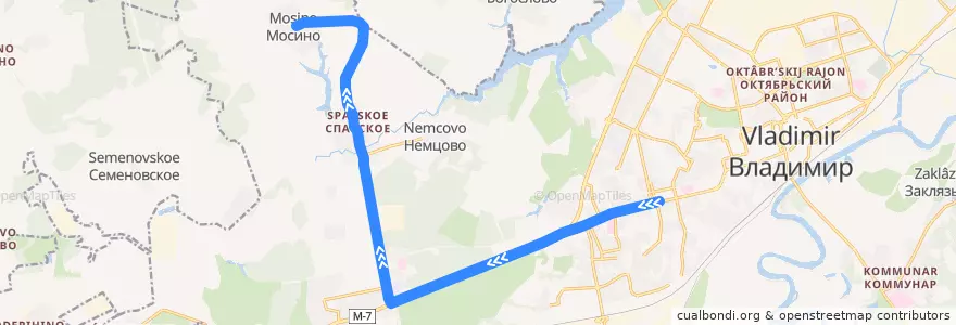Mapa del recorrido Автобус №22с: Площадь Победы => Мосино (сады) de la línea  en городской округ Владимир.