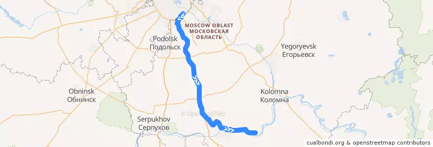 Mapa del recorrido Автобус 349: Метро Красногвардейская - Озёры de la línea  en Oblast Moskau.