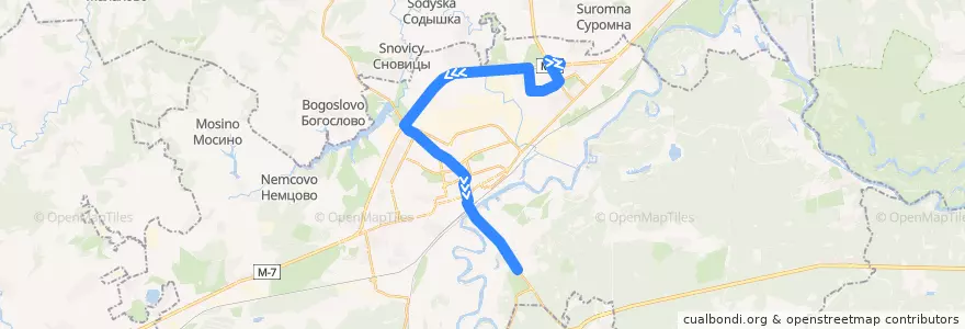 Mapa del recorrido Автобус №7c: Гипермаркет "Глобус" => Загородный парк de la línea  en городской округ Владимир.