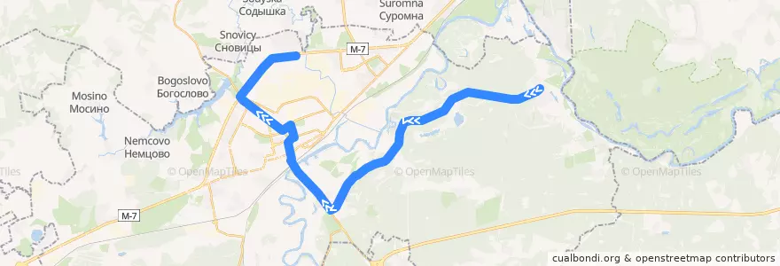 Mapa del recorrido Автобус №13с: микрорайон Лунево => ОТК "Тандем" de la línea  en городской округ Владимир.
