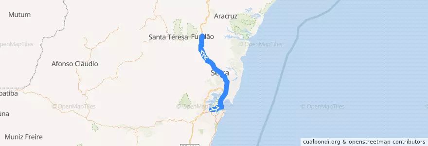 Mapa del recorrido 036/1 Vitória - Fundão de la línea  en Microrregião Vitória.