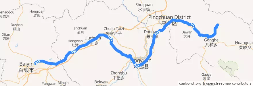 Mapa del recorrido 红会铁路 de la línea  en 白银市.