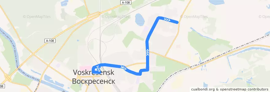 Mapa del recorrido Автобус №15: Автовокзал - площадь Горняков de la línea  en городской округ Воскресенск.