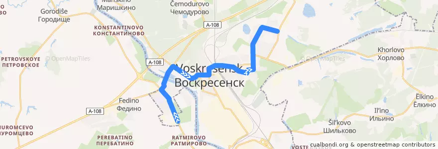 Mapa del recorrido Автобус №14: Спецавтоцентр - площадь Горняков de la línea  en городской округ Воскресенск.