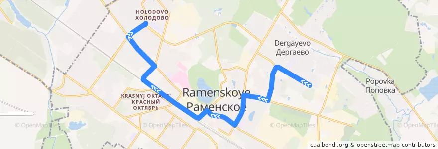 Mapa del recorrido Автобус 7: Раменское (Школа №9 – Холодово) de la línea  en Раменский городской округ.