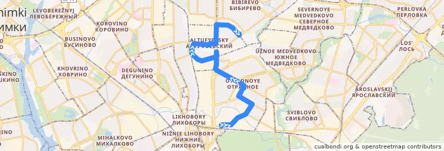 Mapa del recorrido Автобус №637: метро "Владыкино" - метро "Бибирёво" de la línea  en Северо-Восточный административный округ.