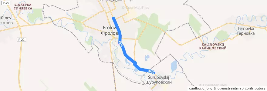 Mapa del recorrido Автобус №101: Шуруповка-Фролово de la línea  en городской округ Фролово.