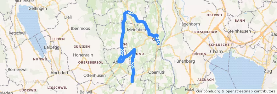 Mapa del recorrido Bus 347: Sins => Fenkirchen de la línea  en Bezirk Muri.