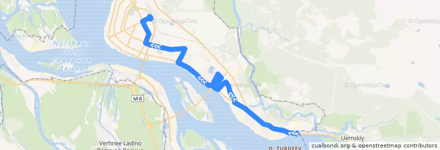 Mapa del recorrido Автобус 64 de la línea  en городской округ Архангельск.