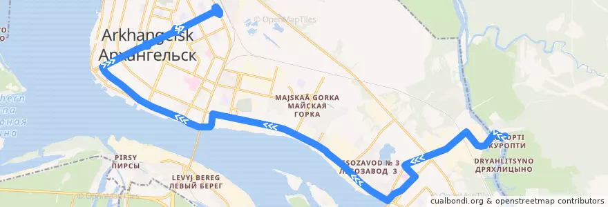 Mapa del recorrido Автобус 4 de la línea  en アルハンゲリスク管区.