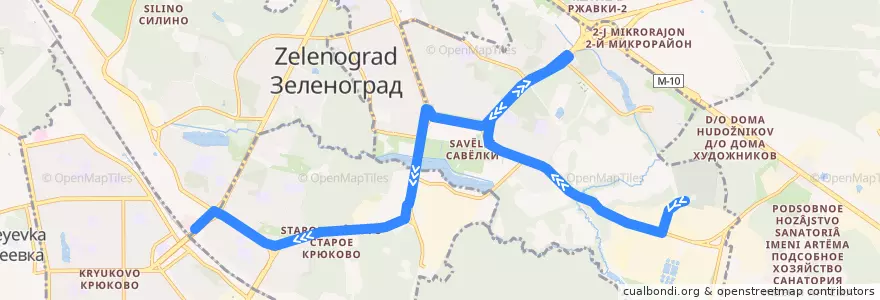 Mapa del recorrido Автобус № 2к: Городское кладбище - Станция Крюково de la línea  en Зеленоградский административный округ.