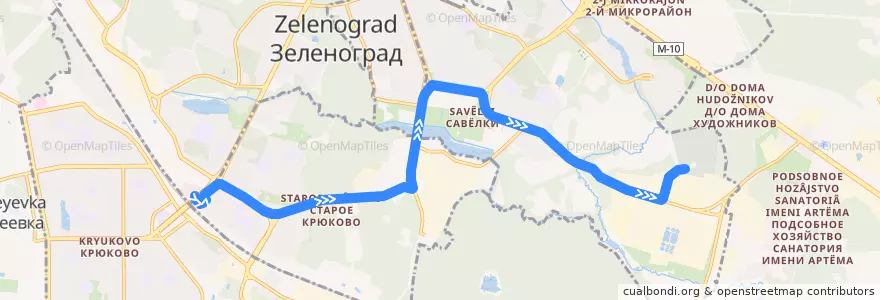 Mapa del recorrido Автобус № 2к: Станция Крюково - Городское кладбище de la línea  en Зеленоградский административный округ.