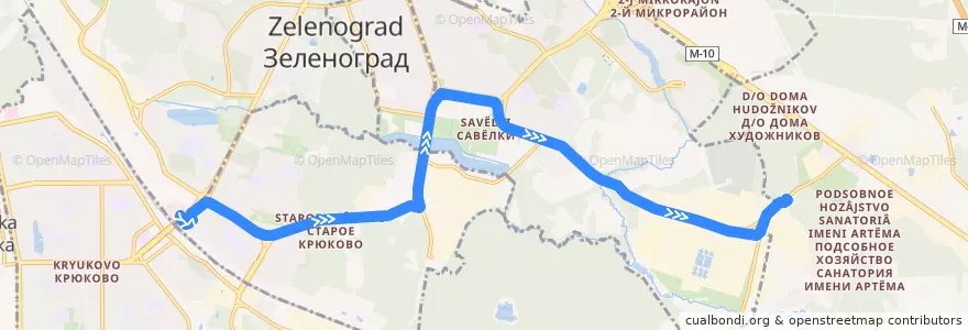 Mapa del recorrido Автобус № 2: Станция Крюково - СТО ВАЗ de la línea  en Зеленоградский административный округ.