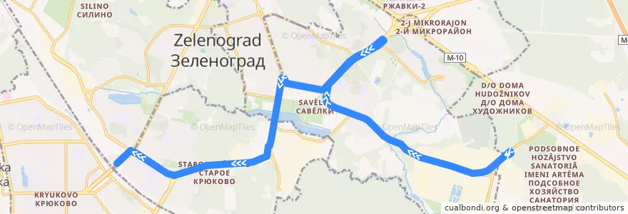 Mapa del recorrido Автобус № 2: СТО ВАЗ - Станция Крюково de la línea  en Зеленоградский административный округ.