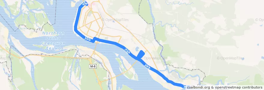 Mapa del recorrido Автобус 43 de la línea  en городской округ Архангельск.