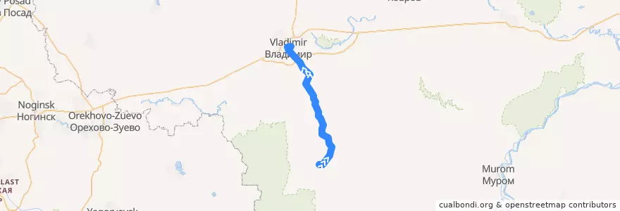 Mapa del recorrido Автобус №507: Гусь-Хрустальный -> г.Владимир de la línea  en Владимирская область.