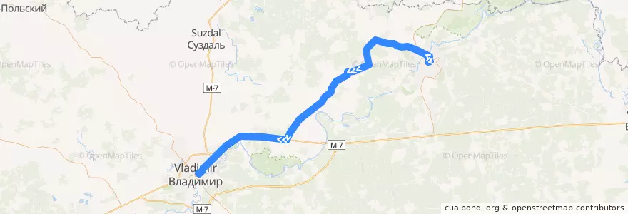 Mapa del recorrido Автобус №505: Ковров -> г.Владимир de la línea  en Óblast de Vladímir.