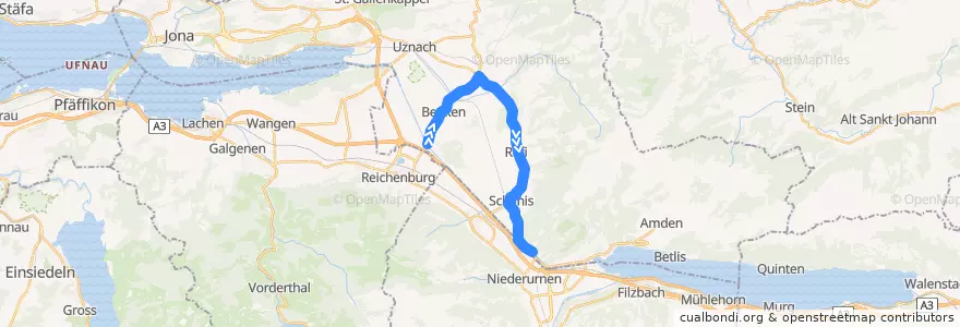 Mapa del recorrido Bus 635: Benken SG, Giessen => Ziegelbrücke, Bahnhof Nord de la línea  en Wahlkreis See-Gaster.