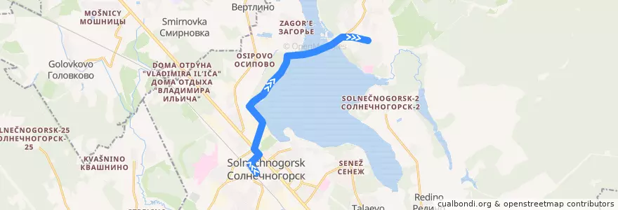 Mapa del recorrido Автобус №25: Солнечногорск - Тимоново de la línea  en городской округ Солнечногорск.