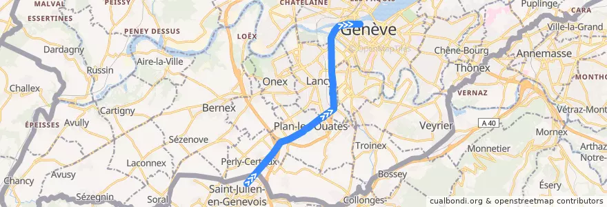 Mapa del recorrido Bus D: Saint-Julien SNCF -> Bel-Air de la línea  en ژنو.