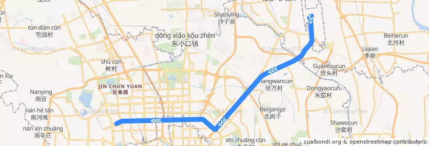 Mapa del recorrido Bus BCIA 4: 首都机场2号航站楼 => 公主坟 de la línea  en 베이징시.