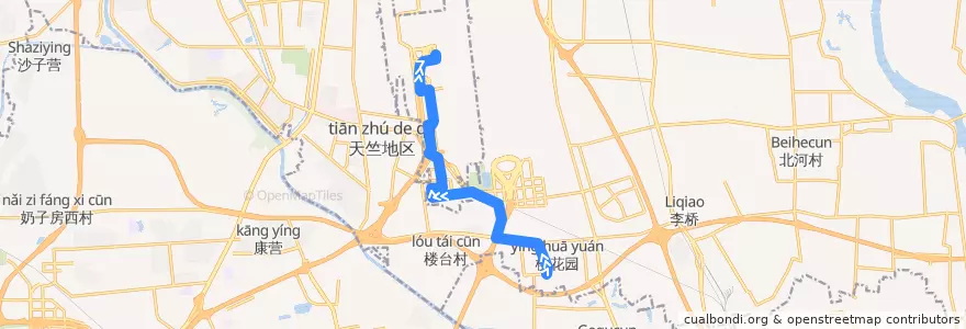 Mapa del recorrido Bus 空港1: 樱花园 => 二号航站楼 de la línea  en Shunyi District.