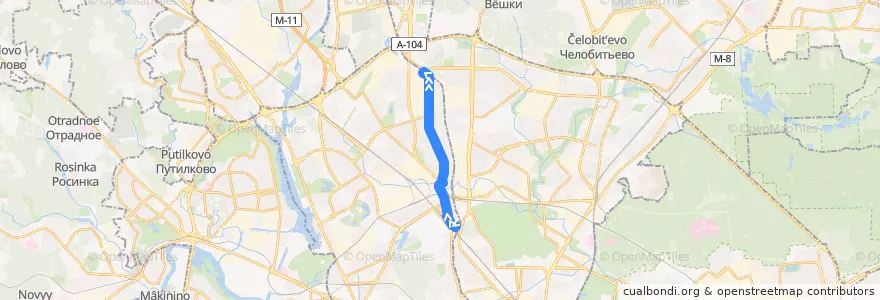 Mapa del recorrido Автобус №677: метро "Петровско-Разумовская" - платформа "Лианозово" de la línea  en Северный административный округ.