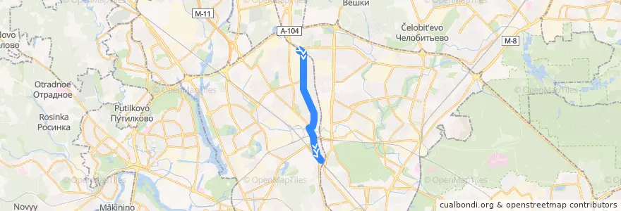 Mapa del recorrido Автобус №677: платформа "Лианозово" - метро "Петровско-Разумовская" de la línea  en Северный административный округ.