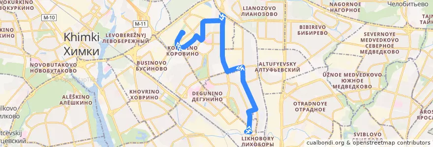 Mapa del recorrido Автобус 149: Метро "Верхние Лихоборы" — Коровино de la línea  en Nördlicher Verwaltungsbezirk.