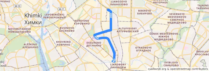 Mapa del recorrido Автобус №167: Метро "Верхние Лихоборы" - Платформа "Лианозово" de la línea  en Северный административный округ.