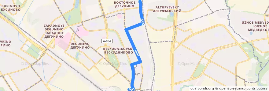 Mapa del recorrido Автобус №170: метро "Верхние Лихоборы" - станция "Бескудниково" de la línea  en Северный административный округ.