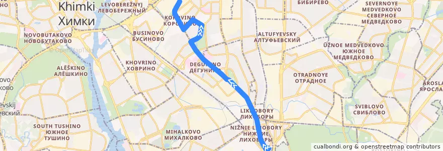 Mapa del recorrido Автобус 194: метро "Петровско-Разумовская" - Коровино de la línea  en Nördlicher Verwaltungsbezirk.