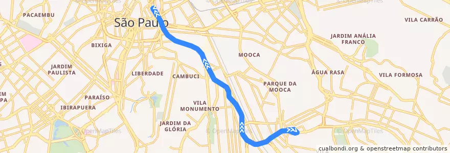 Mapa del recorrido 5109-10 Terminal Mercado de la línea  en São Paulo.