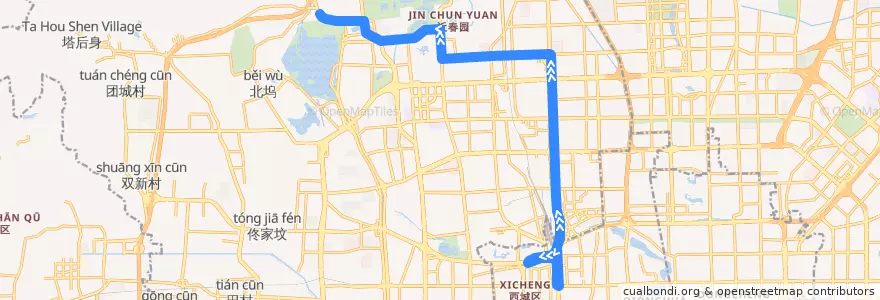 Mapa del recorrido Bus 375: 西直门 => 颐和园北宫门 de la línea  en Pekín.