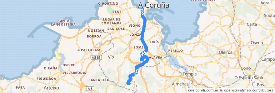 Mapa del recorrido Liña 24: Praza de Pontevedra => O Carón de la línea  en لا كورونيا.